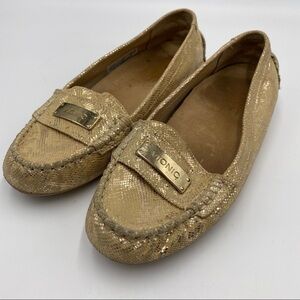 Vionic Sydney Gold Snake Print Orthaheel Loafers Women's Size 7